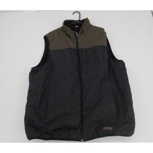 Free Country Mens Puffer Vest Black Olive Green Full Zip Quilted Padded Size XXL